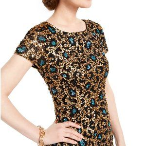 Adrianna Papell Black and Gold Sequin Dress